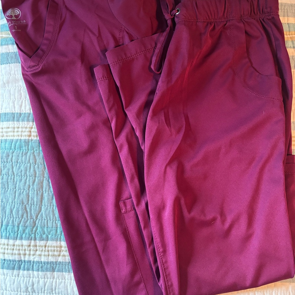 Healing Hands Burgundy Scrub Pants
